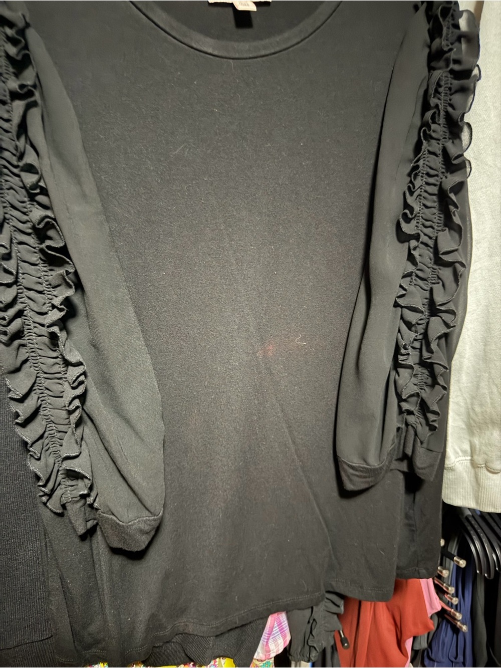 Philosophy Black Ruffle Sleeve Top